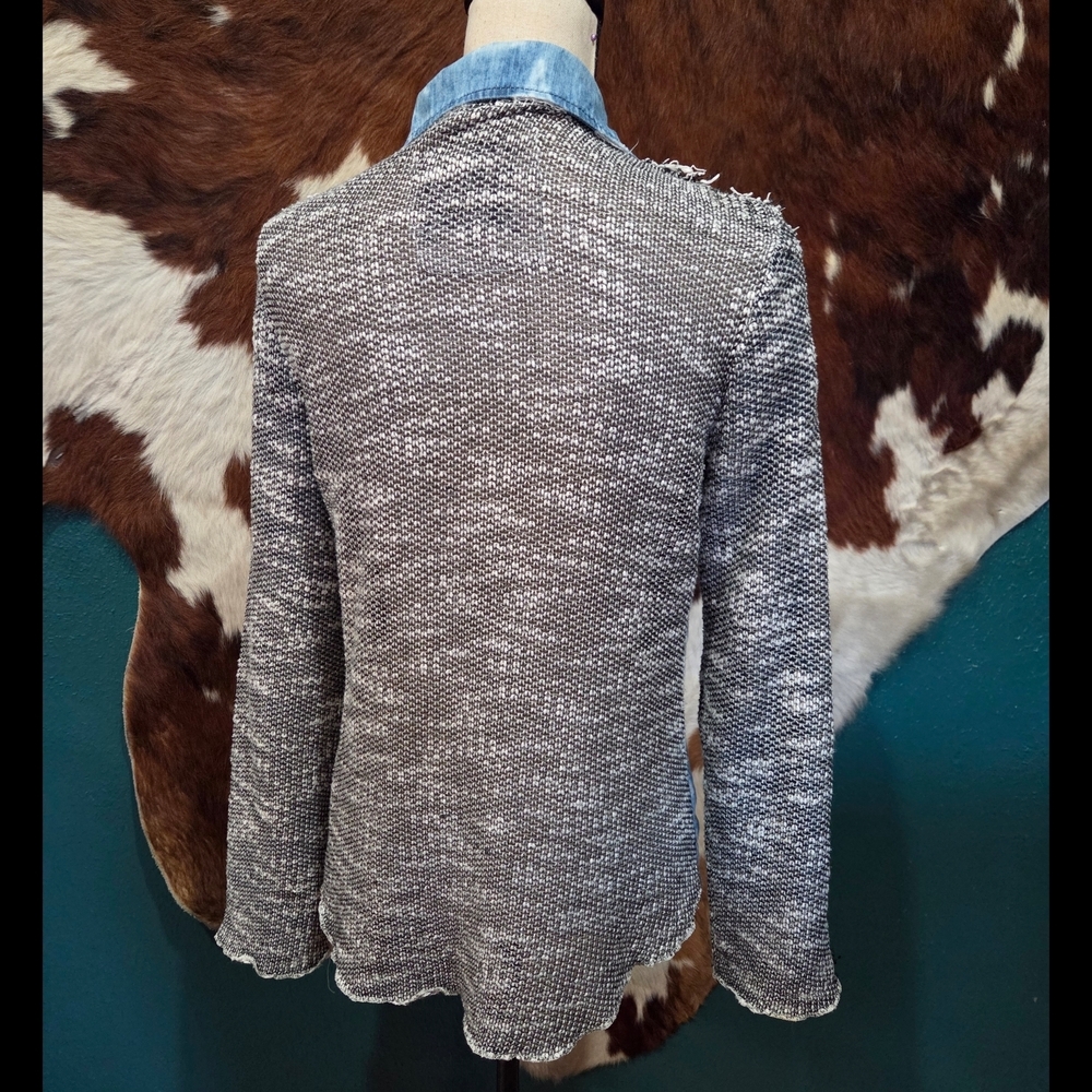 Denim and Knit Button-Up Shirt - Picture 7 of 10